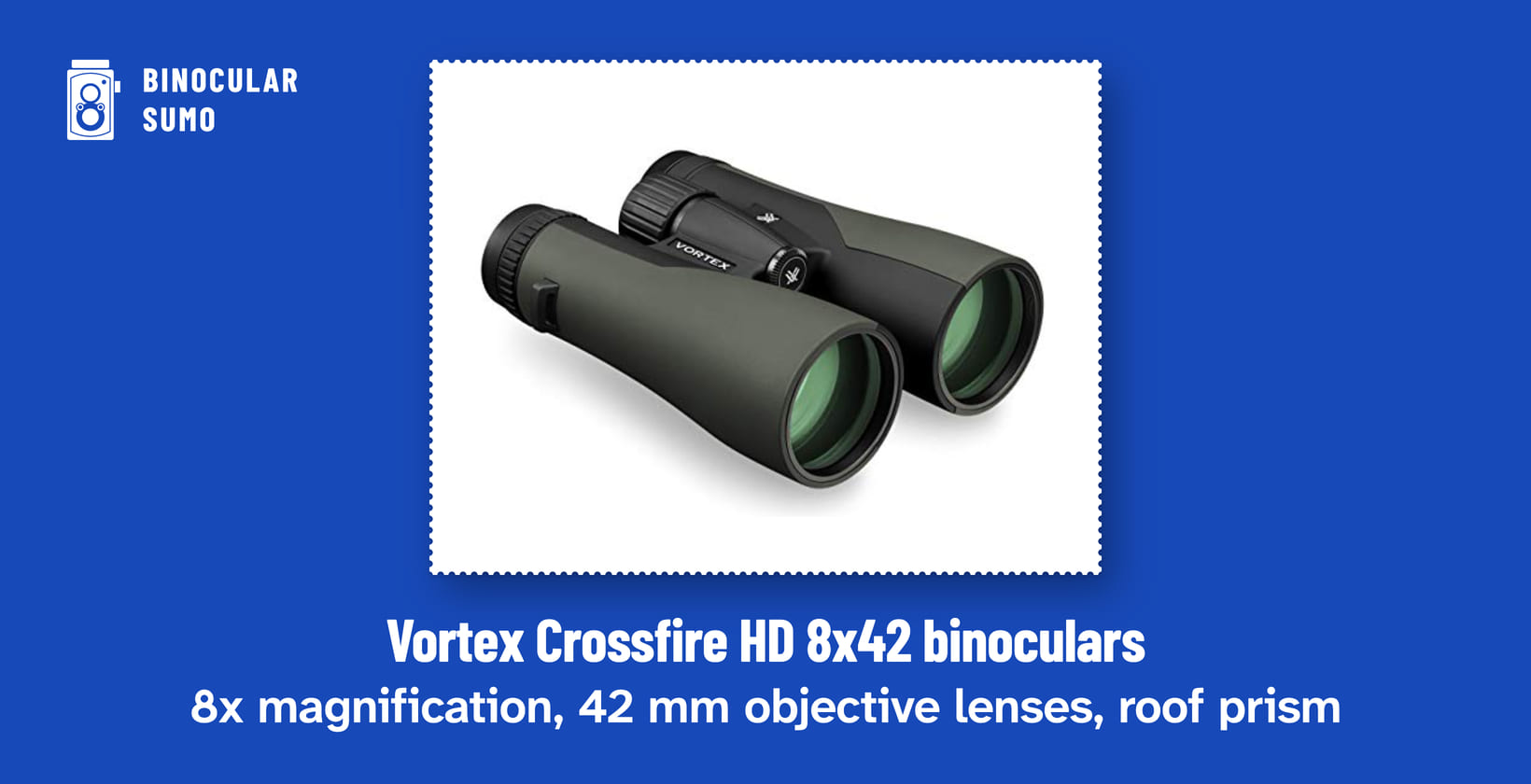 Vortex Crossfire HD 8x42 binoculars: 8x magnification, 42 mm objective lenses, roof prism. Product photo from the product listing.