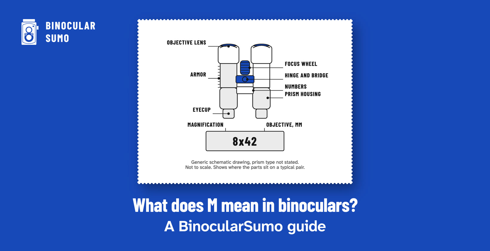 What does M mean in binoculars? A BinocularSumo guide. Drawing of a binocular with the numbers on its plate called out.