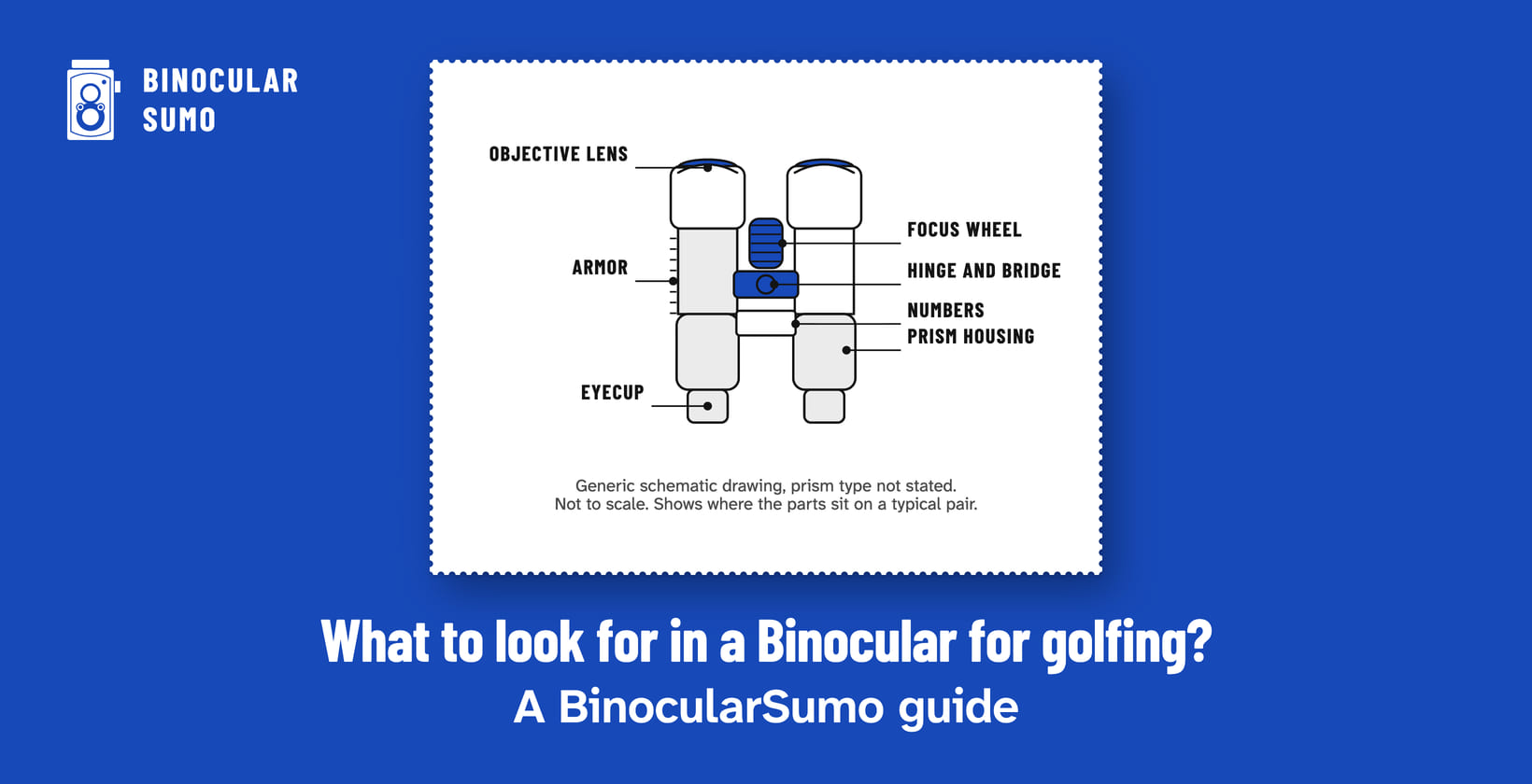 What to look for in a Binocular for golfing? A BinocularSumo guide. Drawing of a binocular with its parts named.