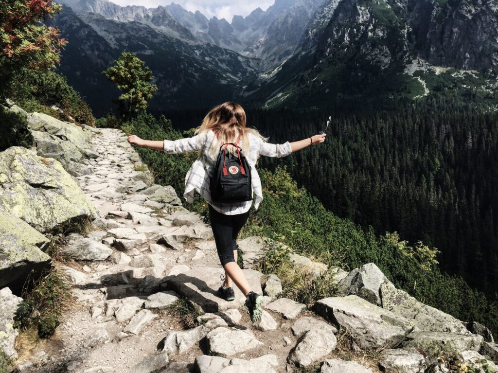 girl hiking aerobic activity