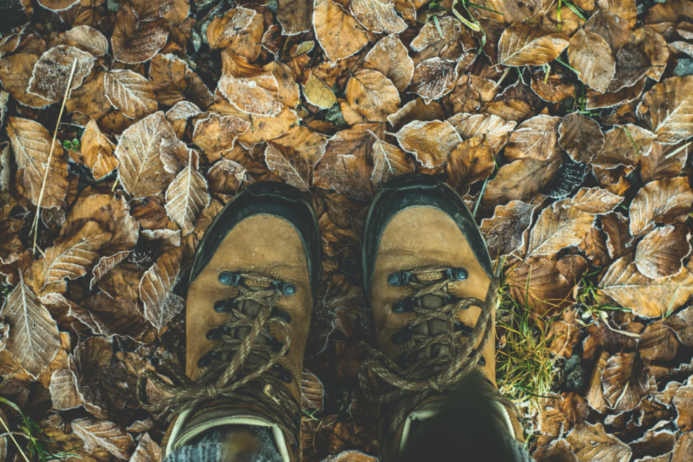 hiking boots stitches as visible signs of boot damage