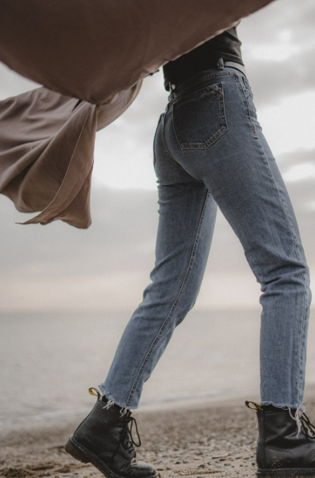 straight jeans and hiking boots